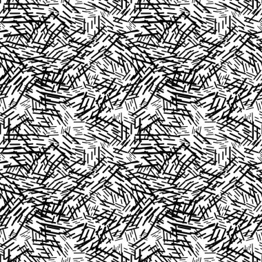 Doğrusal geometrik dikişsiz desen. Siyah beyaz desenli arka plan, kareler, şeritler. Vektör illüstrasyonu.