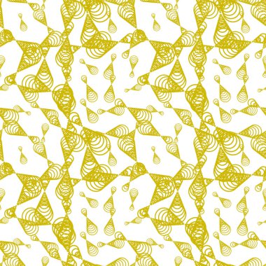 İnce çizgi halkaları, geometrik şekilleri olan soyut, dikişsiz desen. Geçmişi, tekstili, kumaşı. Vektör illüstrasyonu.