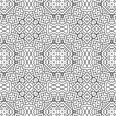 Farklı şekillere sahip ince çizgi geometrik dikişsiz desen. Çizgili, kareli kart. Süslü arka plan. Paket kağıdı. Vektör illüstrasyonu.     