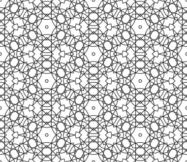 İnce çizgi mandala pürüzsüz desen. Doğrusal oryantal geometrik arka plan. Paket kağıdı. Vektör illüstrasyonu.        