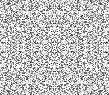 İnce çizgi mandala pürüzsüz desen. Doğrusal oryantal geometrik arka plan. Paket kağıdı. Vektör illüstrasyonu.        