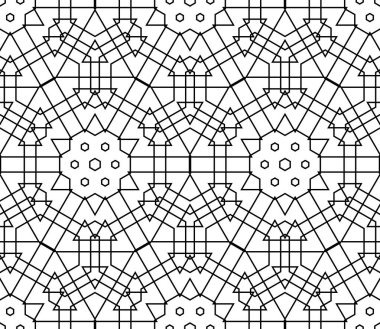 İnce çizgili altıgen, üçgen, eşkenar dörtgen desenli. Doğrusal geometrik arkaplan. Paket kağıdı. Vektör illüstrasyonu.      