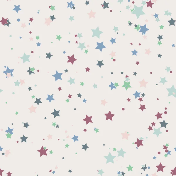 Cartoon Kleurrijke Geo Naadloos Patroon Met Chaotische Sterren Stippen Confetti — Stockvector