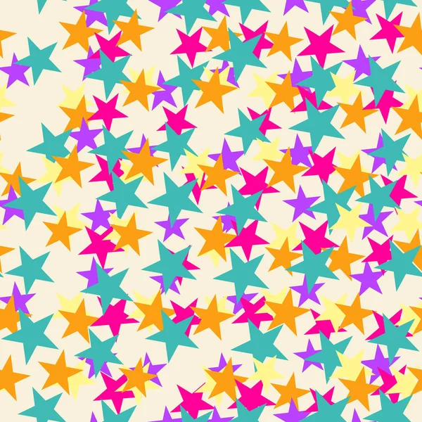 Nahtloser Abstrakter Hintergrund Mit Sternen Unendlich Chaotisches Geometrisches Muster Vektorillustration — Stockvektor