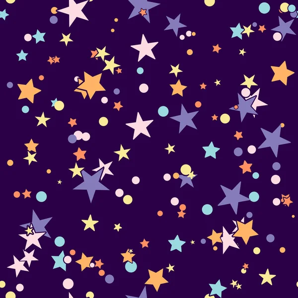 Farbenfrohe Festliche Nahtlose Muster Abstrakter Hintergrund Mit Kreisen Und Sternen — Stockvektor