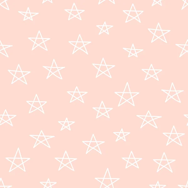 Lindo Patrón Inconsútil Estrella Colorido Blanco Fondo Festivo Divertido Papel — Vector de stock