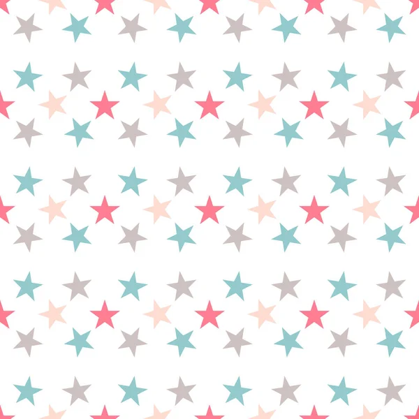 Mignon Motif Sans Couture Étoile Colorée Sur Blanc Fond Drôle — Image vectorielle