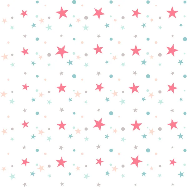 Cute Colorful Star Seamless Pattern White Funny Festive Background Wrapping — Stock Vector