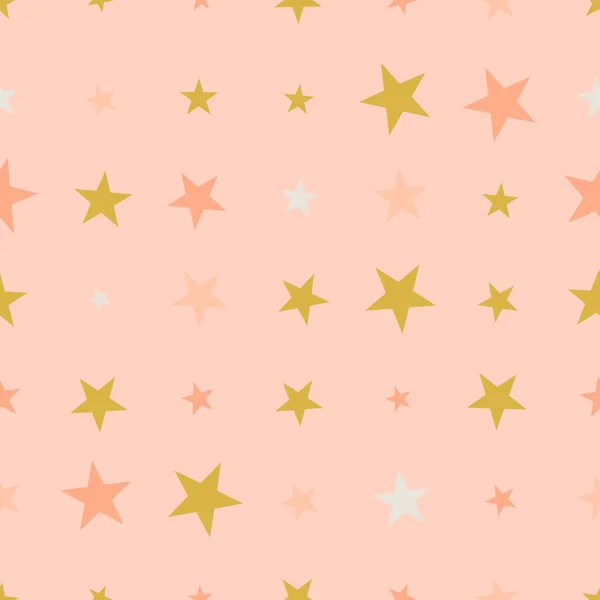 白のかわいいカラフルな星のシームレスなパターン 面白いお祝いの背景 包装紙 ベクターイラスト — ストックベクタ