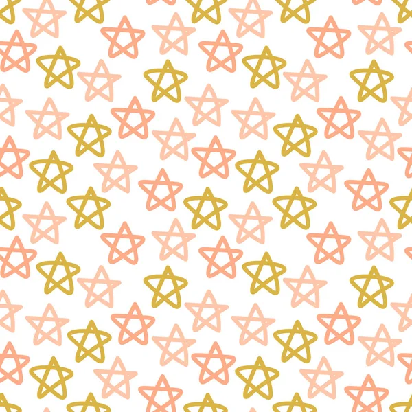 Roztomilý Barevné Hvězdy Bezešvé Vzor Bílém Legrační Slavnostní Pozadí Balící — Stockový vektor