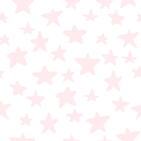 Zökkenőmentes Minta Aranyos Pasztell Rózsaszín Kézzel Rajzolt Kis Csillagok Fehér — Stock Vector