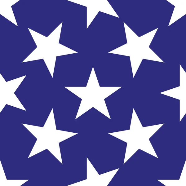 Patrón Sin Costuras Con Estrellas Azules Sobre Fondo Blanco Ilustración — Vector de stock