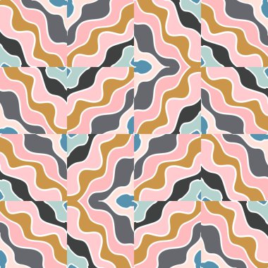 Soyut kıvrımlı zigzag çizgisi geometrik dikişsiz desen. Fayans kaplama. Vektör illüstrasyonu.  