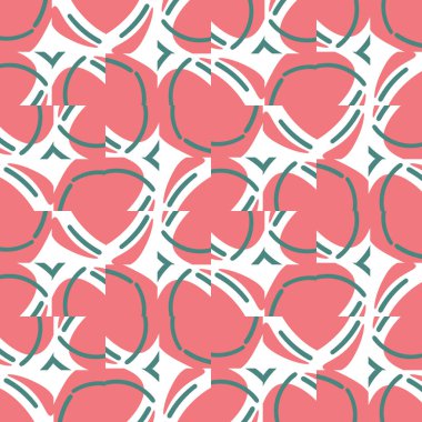 Çizgi film soyut geometrik kusursuz desen. Coğrafi fayans. Farklı şekillerde sonsuzluk ambalaj kağıtları. Yaratıcı doku. Vektör illüstrasyonu.   