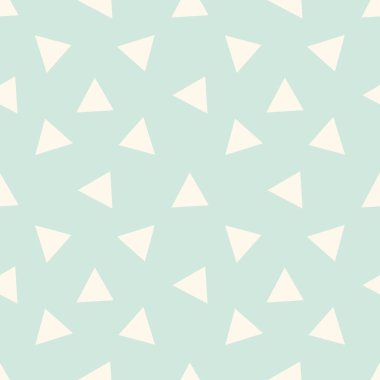 Kusursuz üçgen soyut arkaplan. Sonsuz nane ve bej geometrik desen. Üçgen arka plan. Vektör illüstrasyonu. 