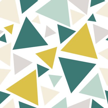 Renkli kaotik küçük üçgenleri olan soyut, pürüzsüz bir desen. Sonsuz üçgen dağınık geometrik desen. Vektör illüstrasyonu.    