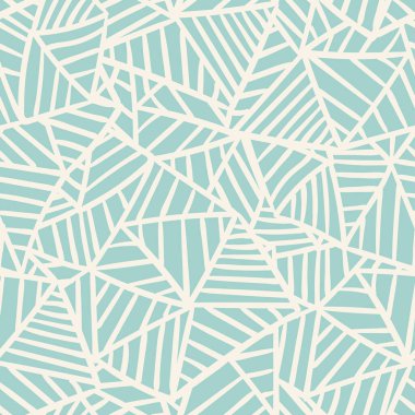 Sevimli doğrusal karalama üçgeni dikişsiz desen. El çizimi üçgen arka plan. Sonsuz geometrik duvar kağıdı, ambalaj kağıdı, kumaş, tekstil. Vektör illüstrasyonu. 