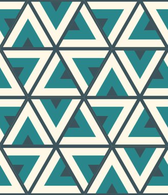 Soyut üçgen, kusursuz desen. Mozaik, fayans. Doğrusal geometrik arkaplan. Vektör illüstrasyonu.      