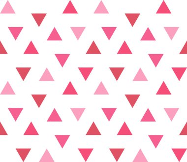 Beyaz zemin üzerinde renkli üçgenler olan kusursuz geometrik desen. Kusursuz soyut üçgen geometrik arkaplan. Sonsuz geometrik desen. Vektör illüstrasyonu.
