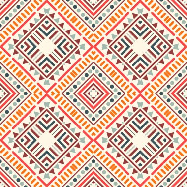 Üçgenli, noktalı, eşkenar dörtgen şekilli geometrik desenler. Çizgili etnik kart. Kabile geçmişi. Vektör illüstrasyonu.  