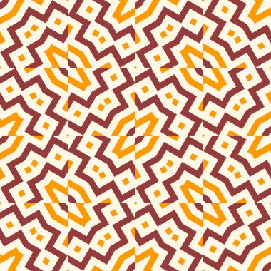 Farklı şekillere sahip soyut süs geometrik dikişsiz desen. Çizgili kare mozaik, fayans arkaplan, ambalaj kağıdı. Vektör illüstrasyonu.      