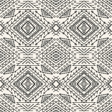 Etnik, ince, pürüzsüz bir çizgi. Kabile geçmişi. Vektör illüstrasyonu.