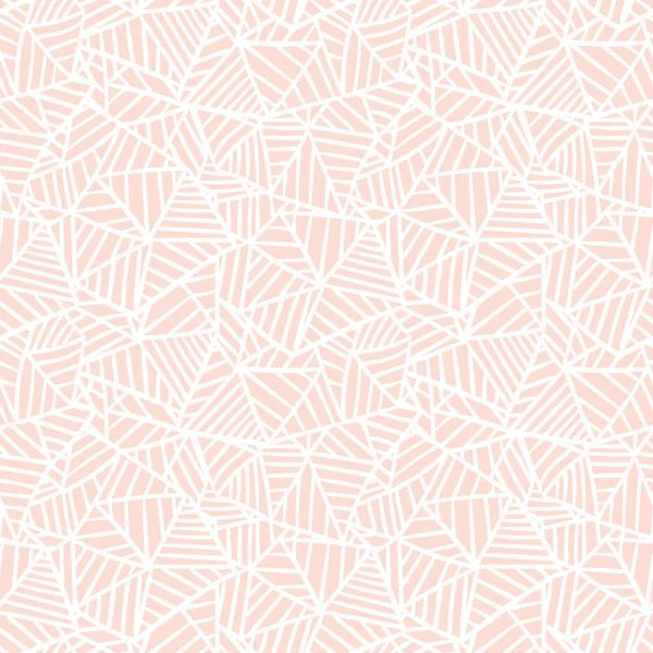 Cute Pastel Pink White Linear Doodle Triangle Seamless Pattern Hand — Stock Vector