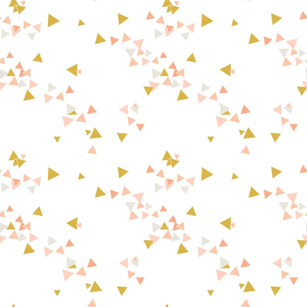 Abstract Naadloos Patroon Met Kleurrijk Goud Roze Grijze Chaotische Driehoekjes — Stockvector