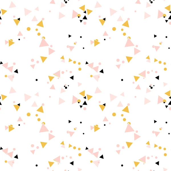 Abstracte Naadloze Patroon Met Kleurrijke Chaotische Kleine Cirkels Stippen Driehoeken — Stockvector