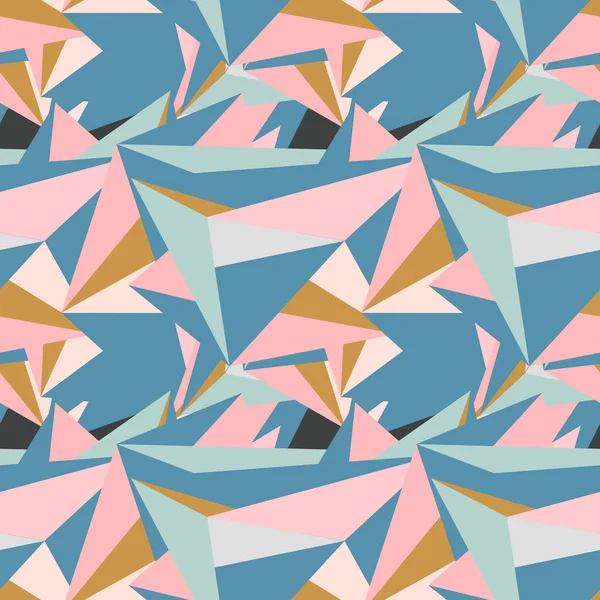 Abstraktes Nahtloses Muster Mit Bunten Chaotischen Dreiecken Polygonen Unendliches Dreieckiges — Stockvektor