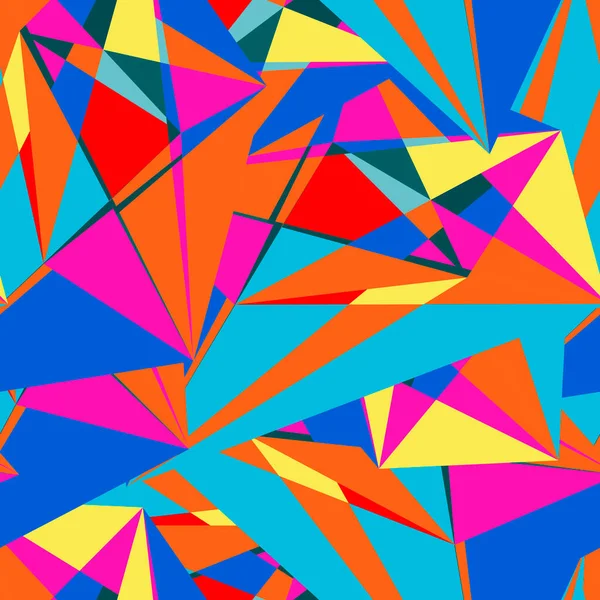 Абстрактный Бесшовный Рисунок Красочными Хаотическими Треугольниками Многоугольниками Бесконечный Треугольный Беспорядочный — стоковый вектор