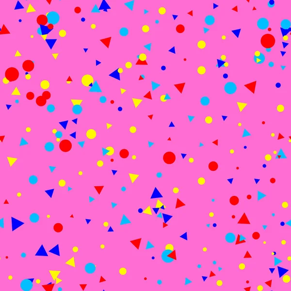 Pois Salissants Colorés Triangles Sur Fond Rose Motif Festif Sans — Image vectorielle