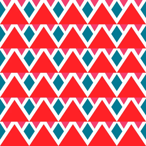 明るい赤 三角形 菱形と白のシームレスな抽象的な背景 無限族幾何学的パターン ベクターイラスト — ストックベクタ