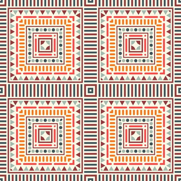 Patrón Geométrico Sin Costura Con Triángulos Puntos Cuadrados Tarjeta Étnica — Archivo Imágenes Vectoriales