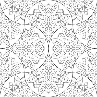 Soyut mandala balık pulu pürüzsüz desen. Süslü fayans, mozaik arka plan. Çiçek işi sonsuz kart. Arapça, Hintçe, sedirli motifler. Vektör illüstrasyonu.   