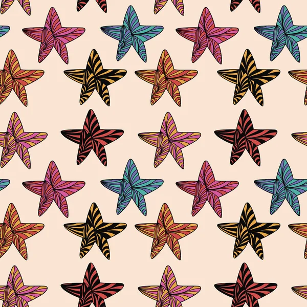 Patrón Sin Costura Abstracto Con Estrellas Dibujadas Mano Garabato Ilustración — Vector de stock