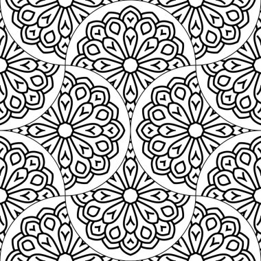 Soyut mandala balık pulu pürüzsüz desen. Süslü fayans, mozaik arka plan. Çiçek işi sonsuz kart. Arapça, Hintçe, sedirli motifler. Vektör illüstrasyonu.  