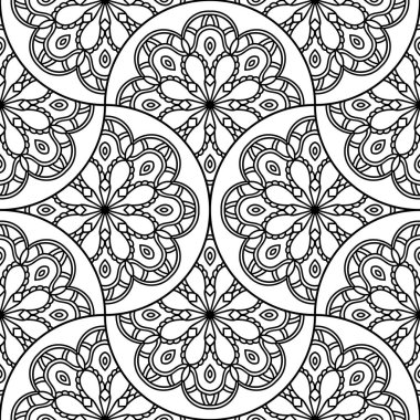 Soyut mandala balık pulu pürüzsüz desen. Süslü fayans, mozaik arka plan. Çiçek işi sonsuz kart. Arapça, Hintçe, sedirli motifler. Vektör illüstrasyonu. 