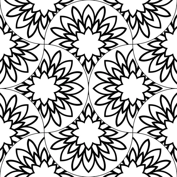 Patrón Sin Costura Abstracto Escala Peces Mandala Azulejo Ornamental Fondo — Vector de stock