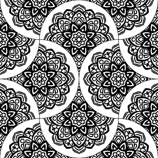 Abstraktes Mandala Fischschuppen Nahtloses Muster Ornamentale Fliese Mosaik Hintergrund Floral — Stockvektor