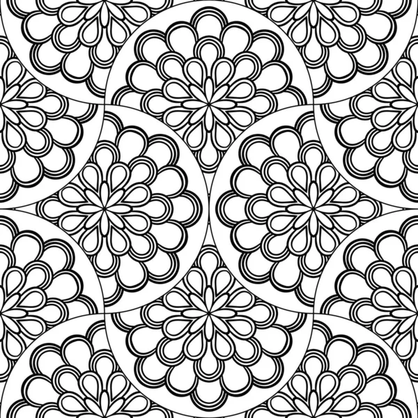 Patrón Sin Costura Abstracto Escala Peces Mandala Azulejo Ornamental Fondo — Archivo Imágenes Vectoriales