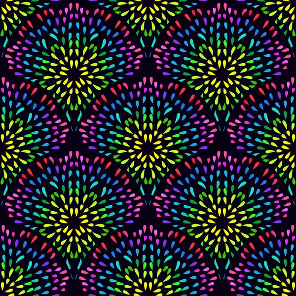 Patrón Sin Costura Abstracto Escala Peces Mandala Azulejo Ornamental Fondo — Vector de stock