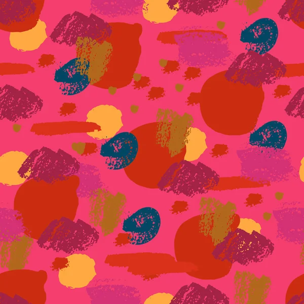 Soyut el fırçası darbeleri, boya sıçramaları, çizgiler, daireler, geometrik şekiller... Dağınık sonsuzluk dokusu, modern pasaklı arka plan. Vektör illüstrasyonu.