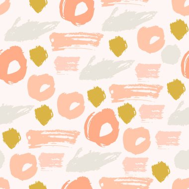 El çizimi grunge, rastgele noktalar, daireler, yüzükler ile soyut renksiz desen. Farklı çevrelerle donatılmış bir geçmiş. Dağınık noktalı doku. Vektör illüstrasyonu.