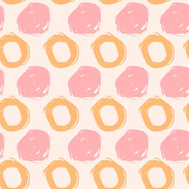 Grunge puantiyeli. İğrenç noktalı, pürüzsüz desen. Beyaz arka planda desenli daireler. Vektör illüstrasyonu.