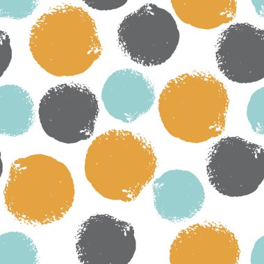 Soyut el fırça darbeleri, boya sıçramaları, daireler, noktalar, geometrik şekiller. Dağınık sonsuzluk dokusu, modern pasaklı arka plan. Vektör illüstrasyonu..