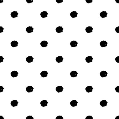 Grunge puantiyeli. İğrenç noktalı, pürüzsüz desen. Beyaz arka planda desenli daireler. Vektör illüstrasyonu.