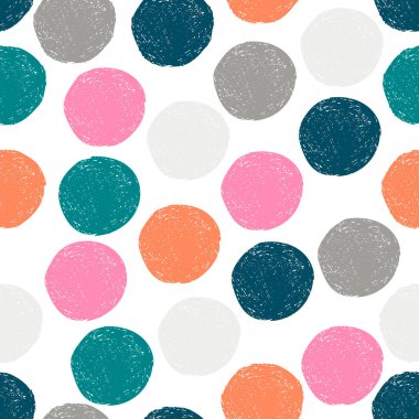 Renkli benekli arka plan. Beyaz arka planda çizim çemberi. Soyut yuvarlak, pürüzsüz desen. Vektör illüstrasyonu. 