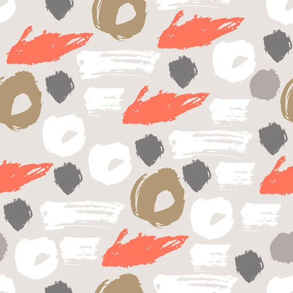 El çizimi grunge, rastgele noktalar, daireler, yüzükler ile soyut renksiz desen. Farklı geometrik şekillere sahip bir arka plan. Dağınık noktalı doku. Vektör illüstrasyonu.