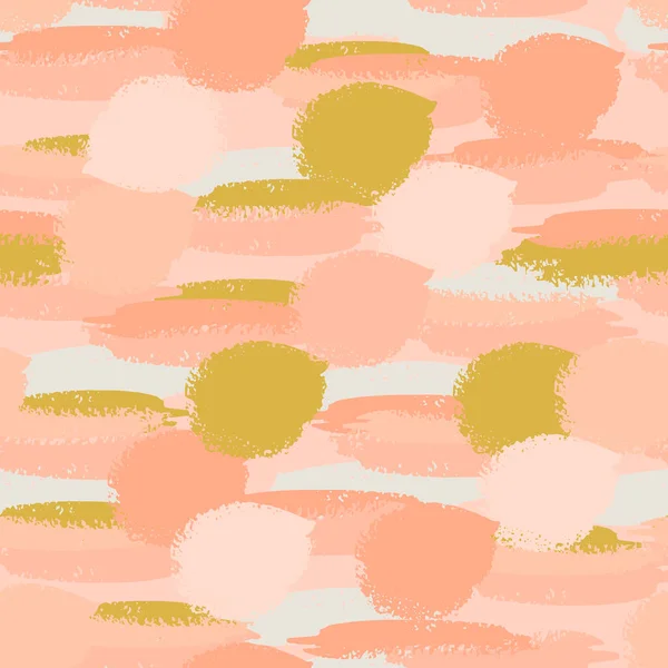 Soyut el fırçası darbeleri ve boya sıçramaları, yatay çizgiler, daireler, geometrik şekiller ile renksiz grunge deseni. Dağınık sonsuzluk dokusu, pis bir arka plan. Vektör.